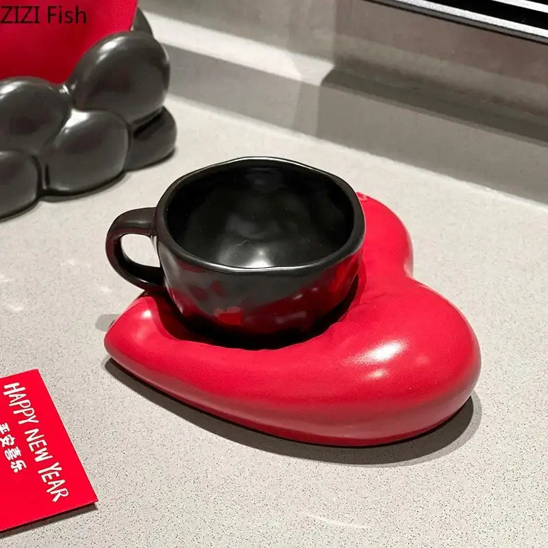 Porcelain Heart Coffee Mug Set