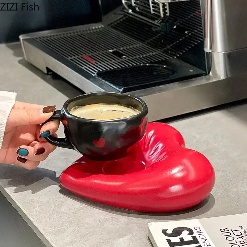 Porcelain Heart Coffee Mug Set