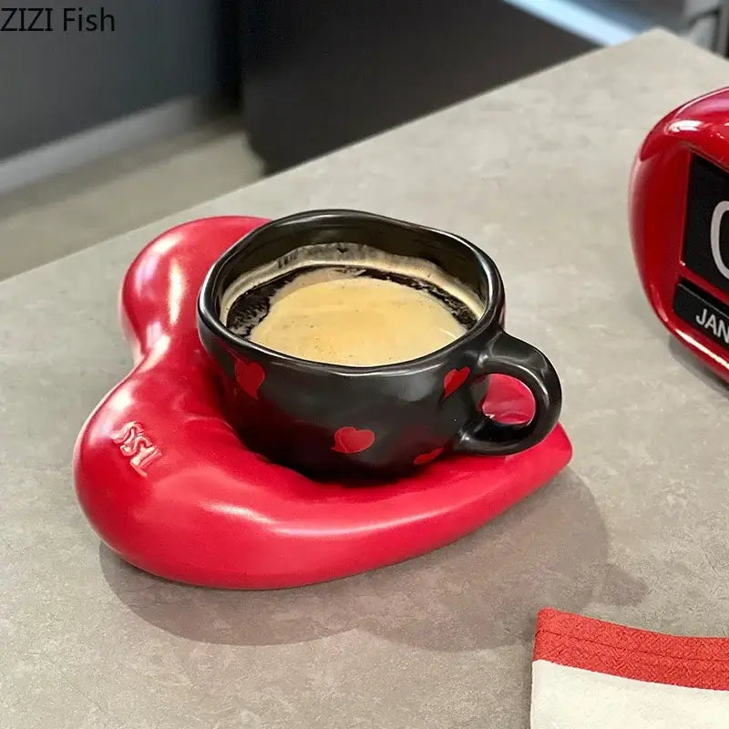 Porcelain Heart Coffee Mug Set
