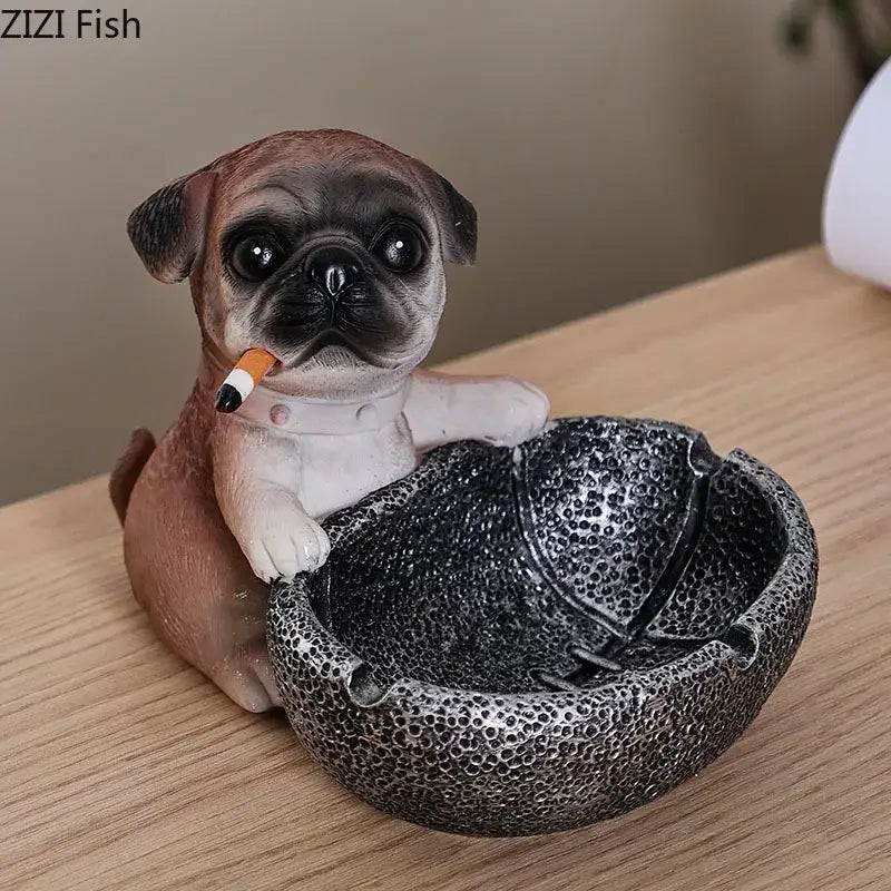Resin Pug Ashtray Decor