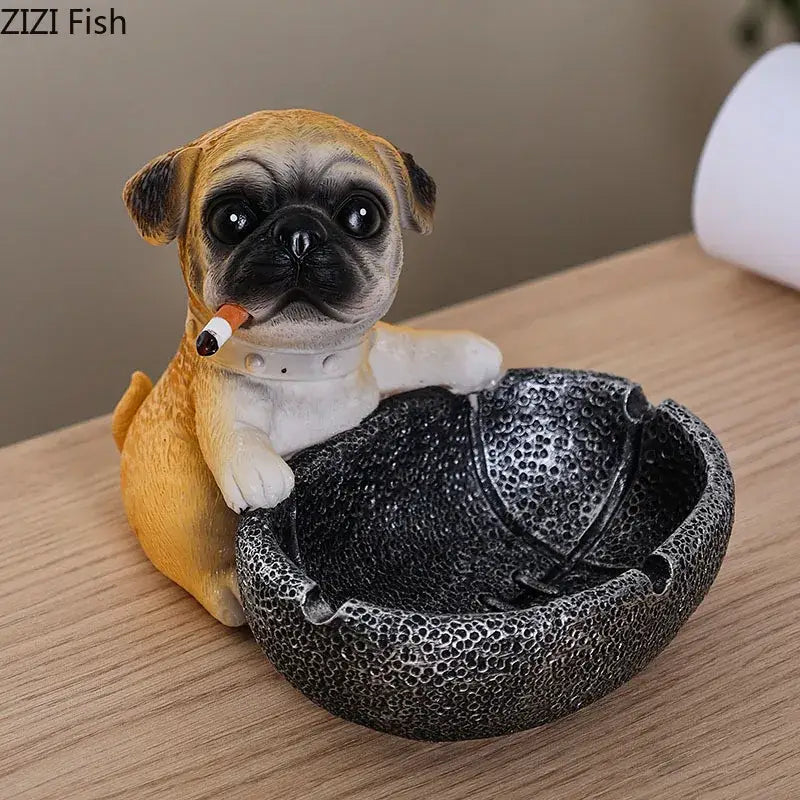 Resin Pug Ashtray Decor