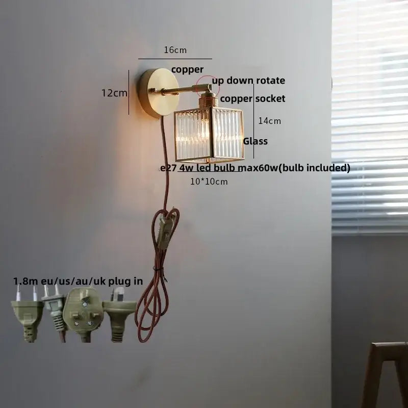 Glass Brass Wall Light