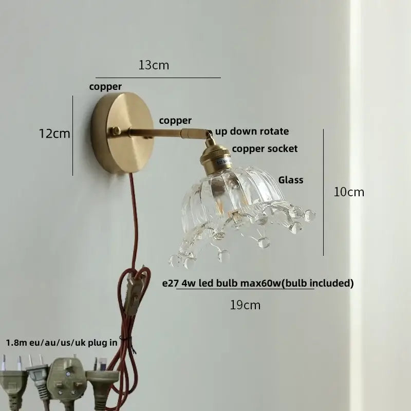 Glass Brass Wall Light