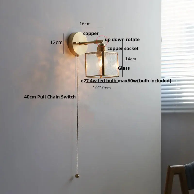 Glass Brass Wall Light