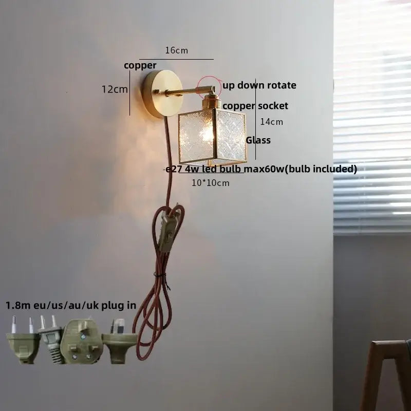 Glass Brass Wall Light