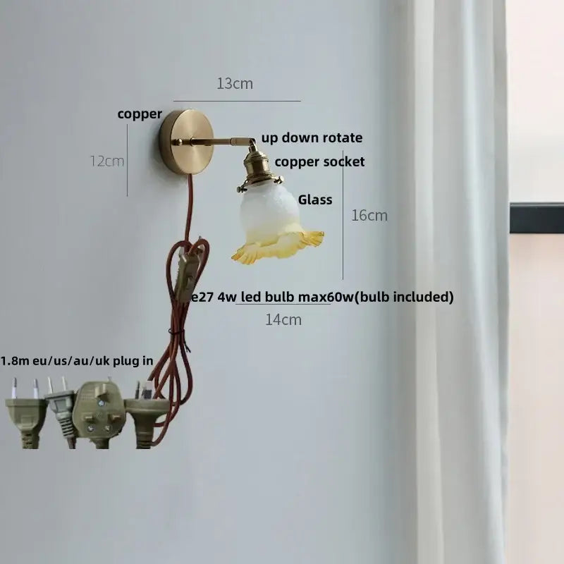 Glass Brass Wall Light