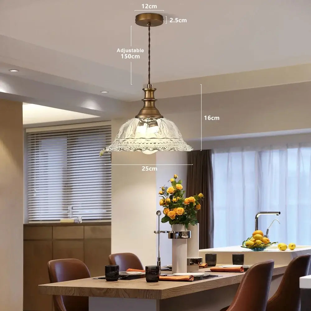 Brass Glass Pendant Chandelier for Kitchen