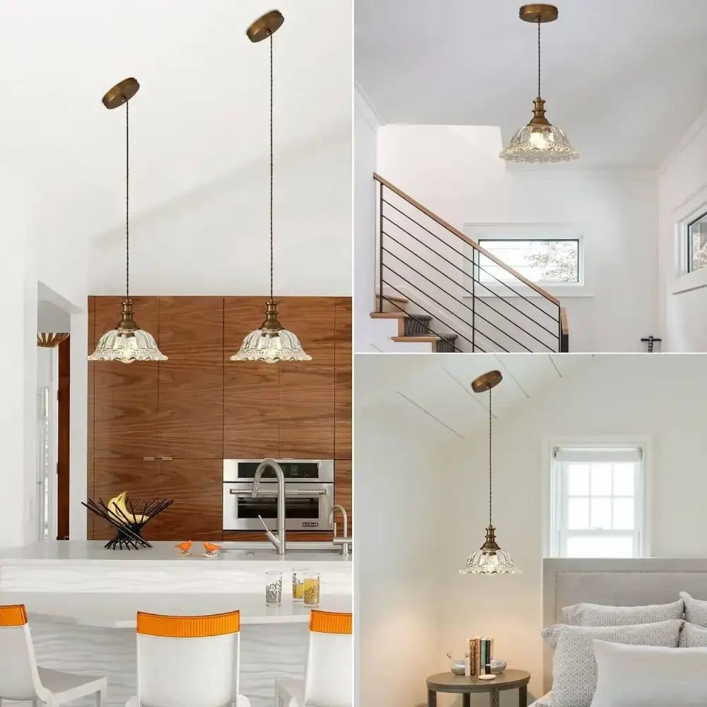 Brass Glass Pendant Chandelier for Kitchen