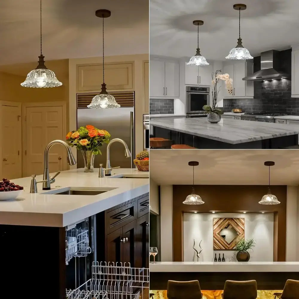 Brass Glass Pendant Chandelier for Kitchen