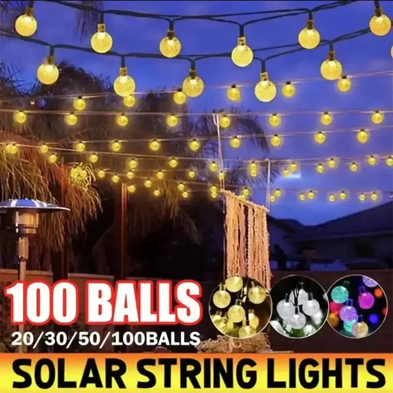 Warm Yellow Solar String Lights