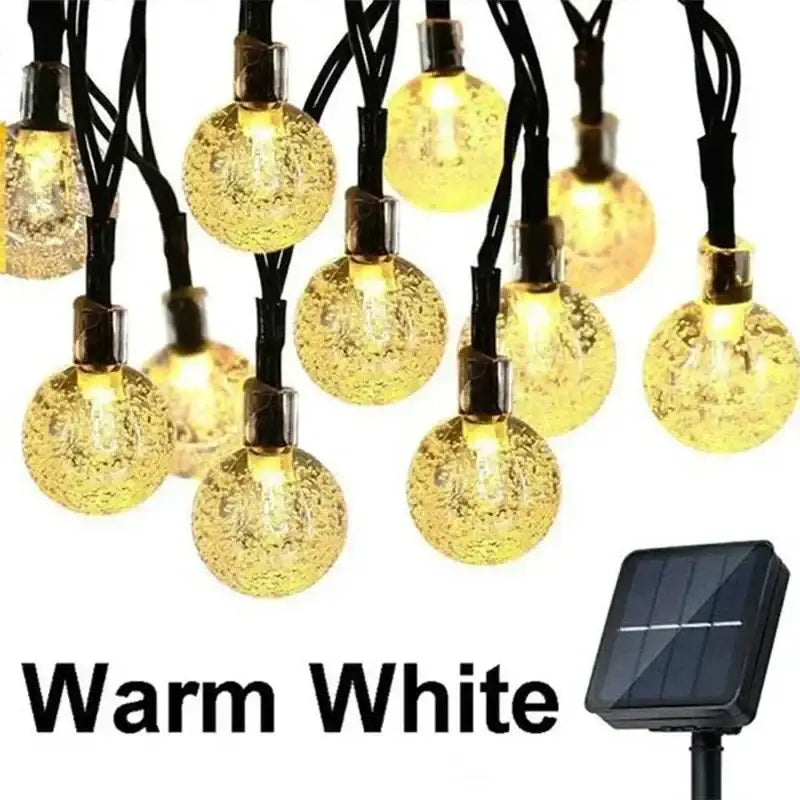 Warm Yellow Solar String Lights