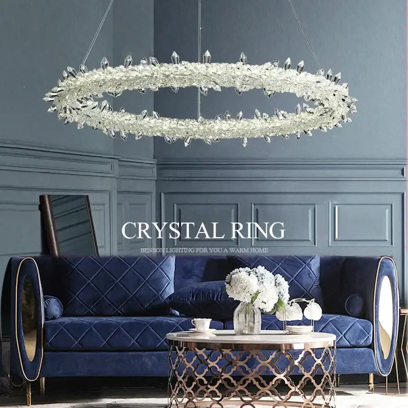 Crystal Ring LED Chandelier Adjustable Rings