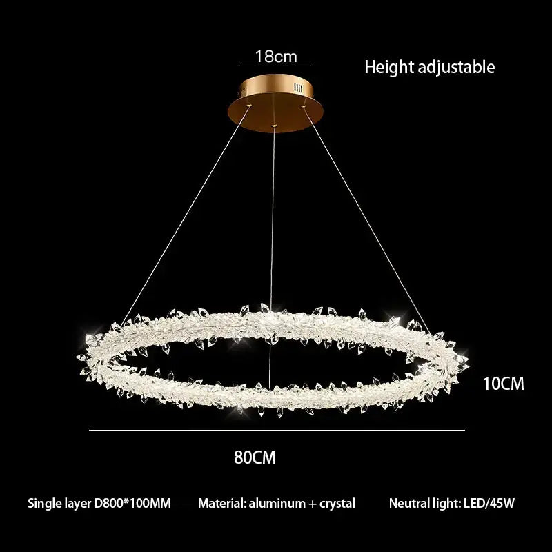 Crystal Ring LED Chandelier Adjustable Rings