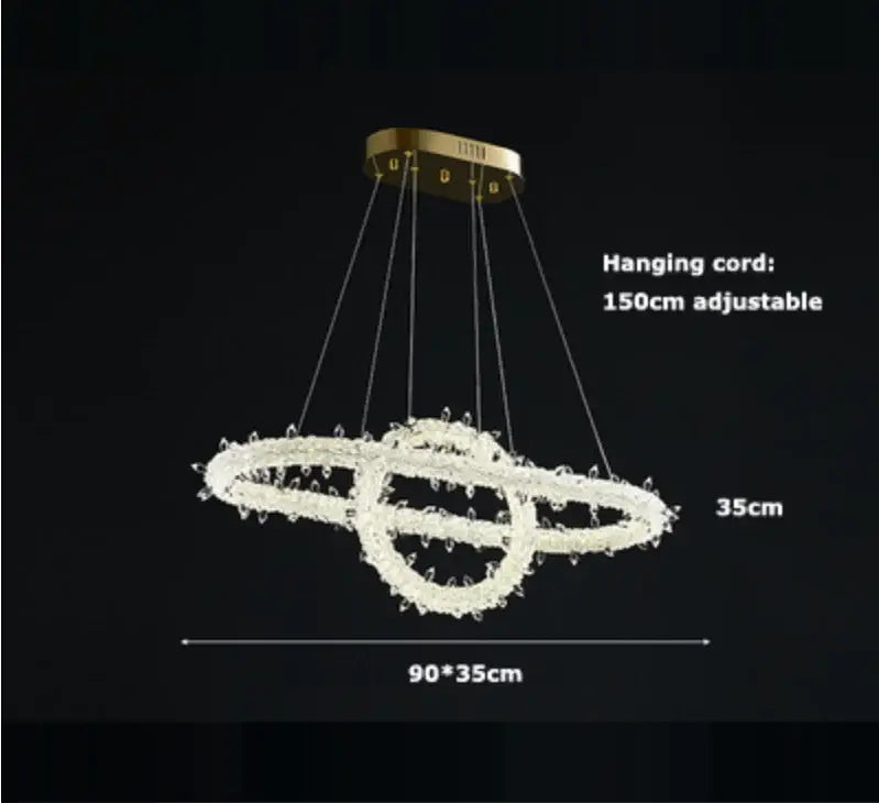 Crystal Ring LED Chandelier Adjustable Rings