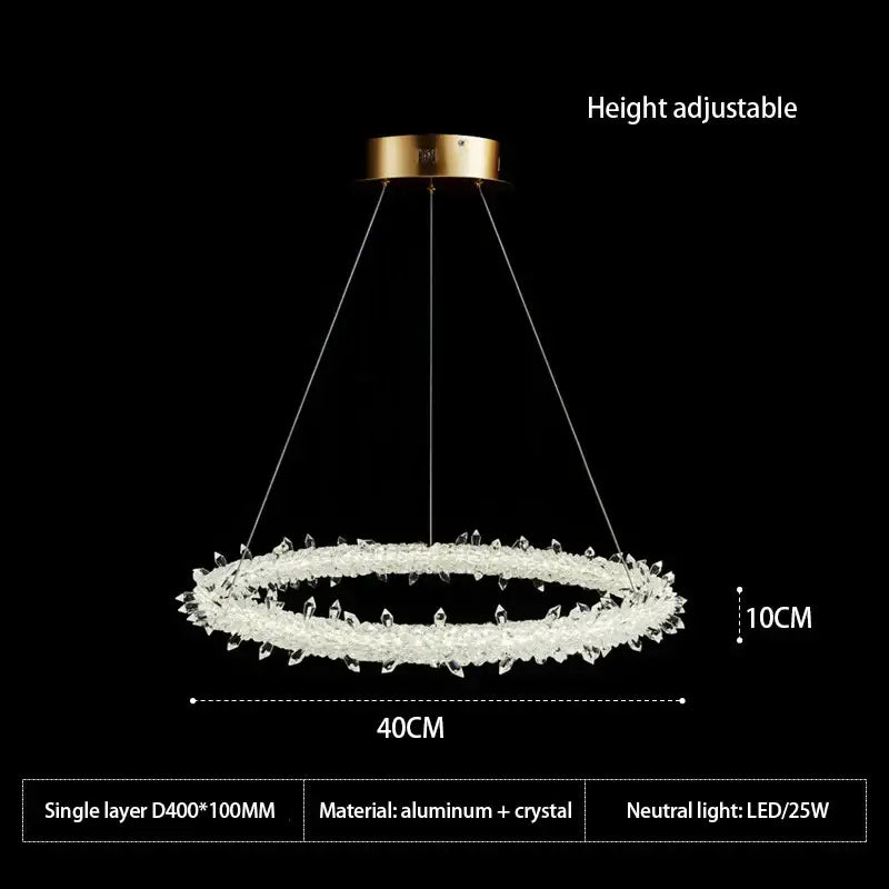 Crystal Ring LED Chandelier Adjustable Rings