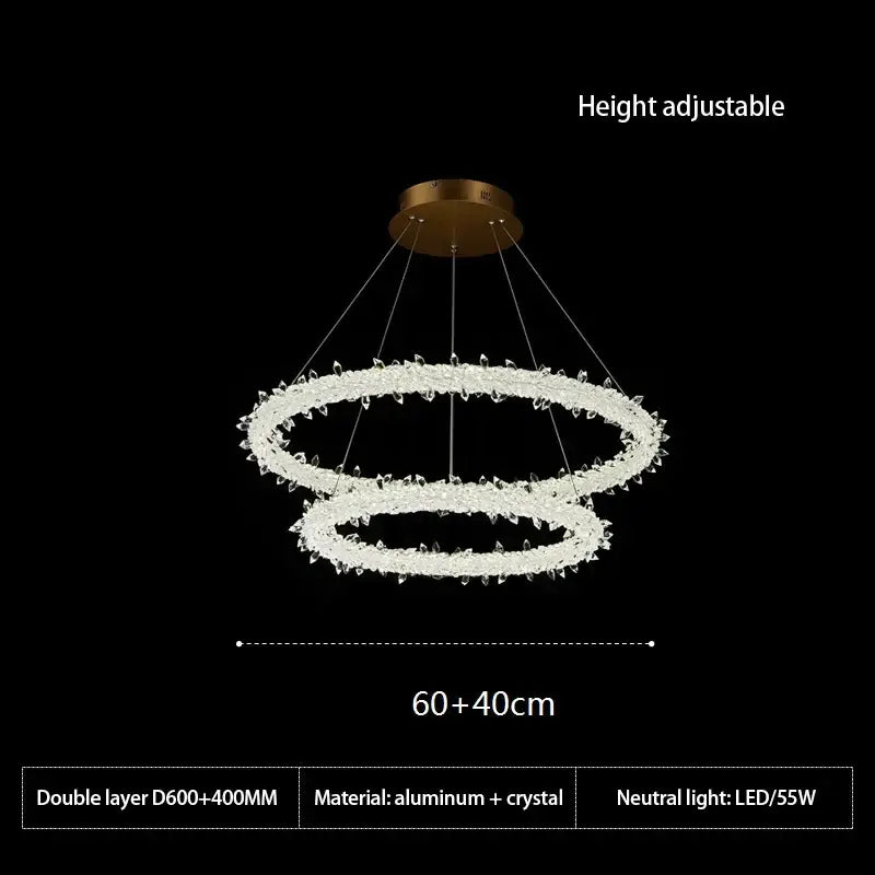 Crystal Ring LED Chandelier Adjustable Rings