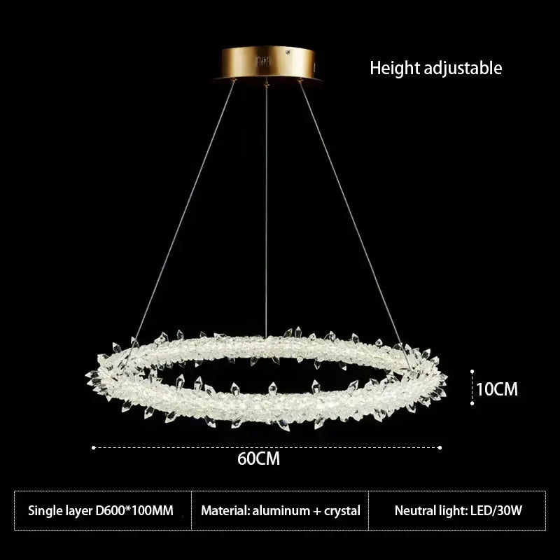 Crystal Ring LED Chandelier Adjustable Rings