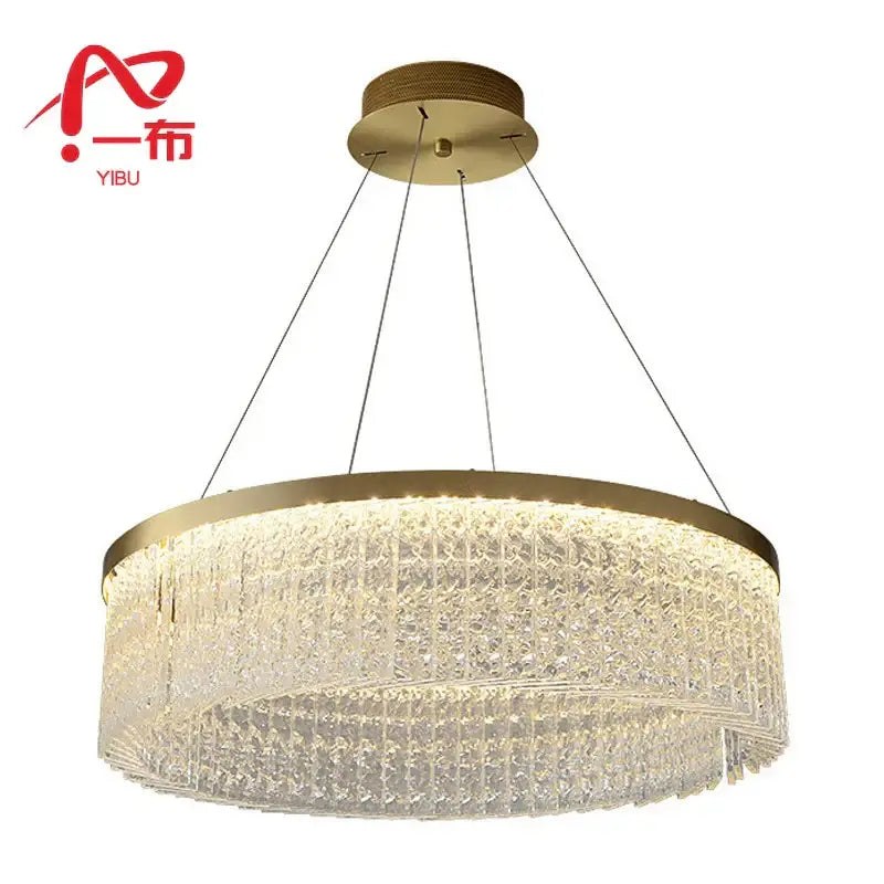Gold Crystal Pendant Chandelier Remote-Dimmable