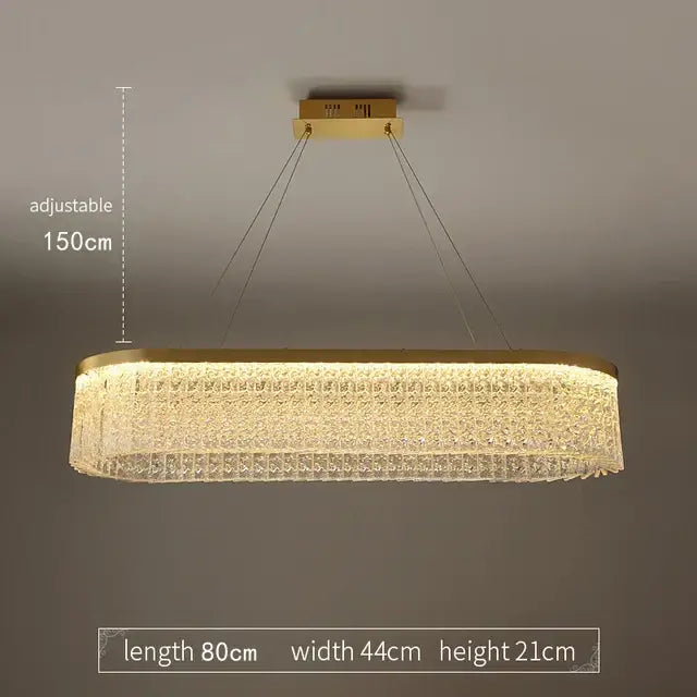 Gold Crystal Pendant Chandelier Remote-Dimmable