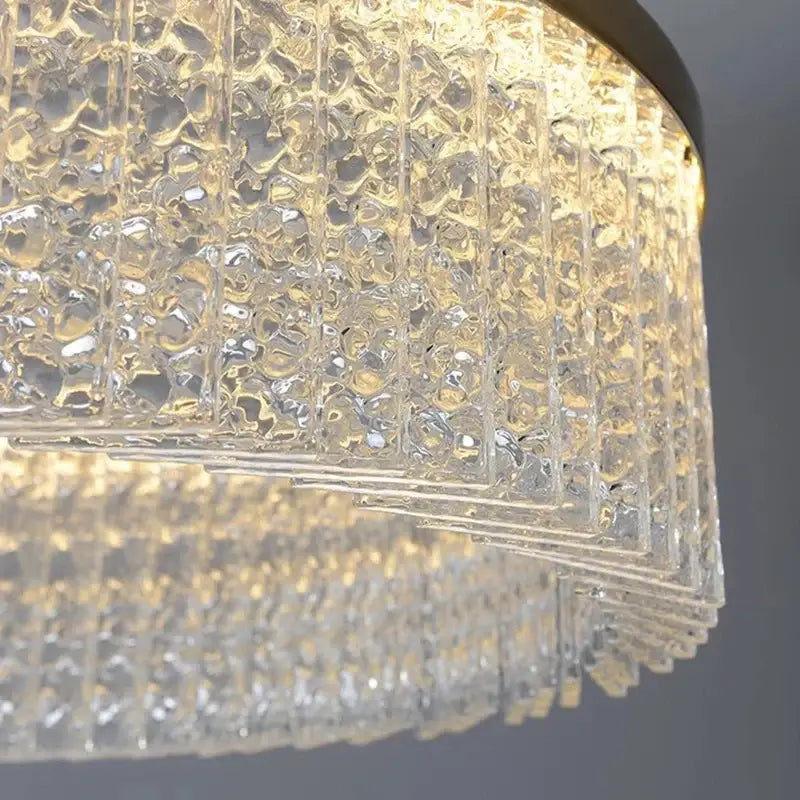Gold Crystal Pendant Chandelier Remote-Dimmable
