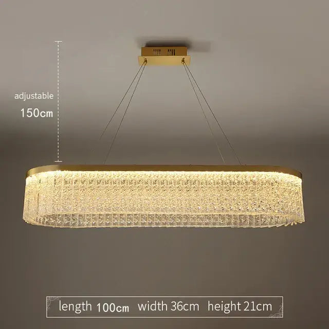 Gold Crystal Pendant Chandelier Remote-Dimmable