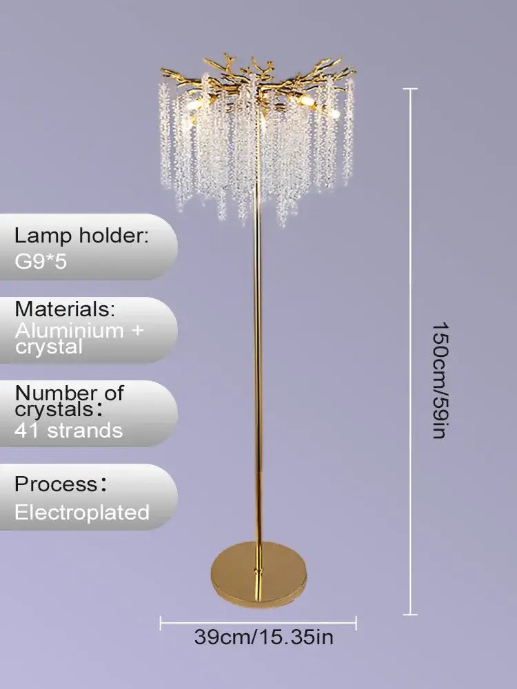 Gold Crystal LED Floor Lamp