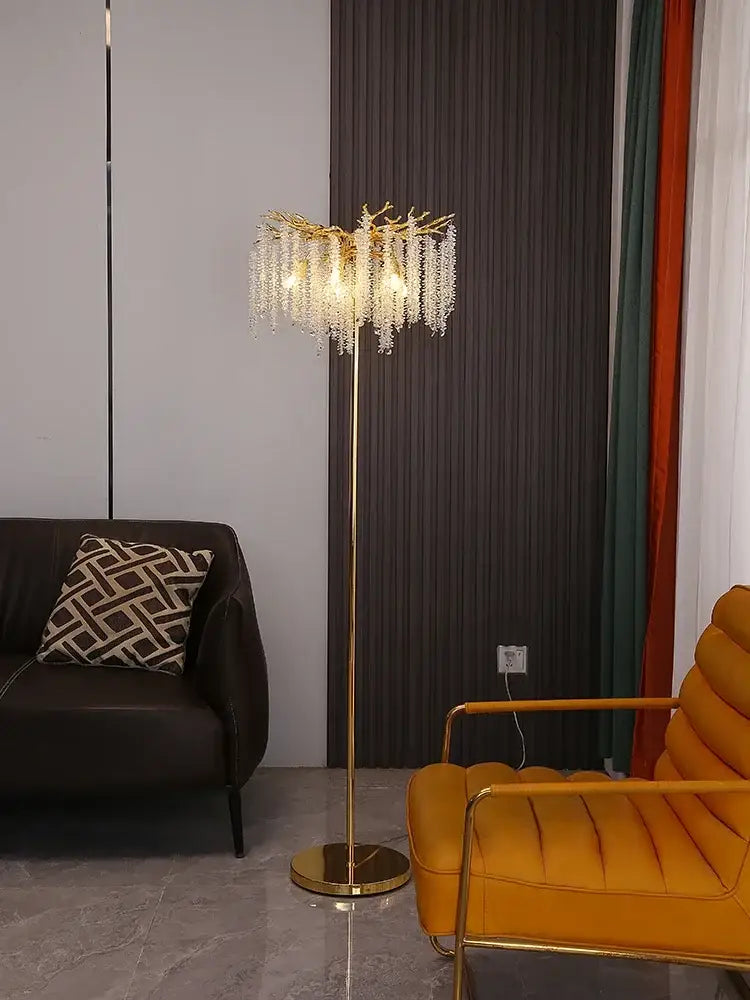 Gold Crystal LED Floor Lamp