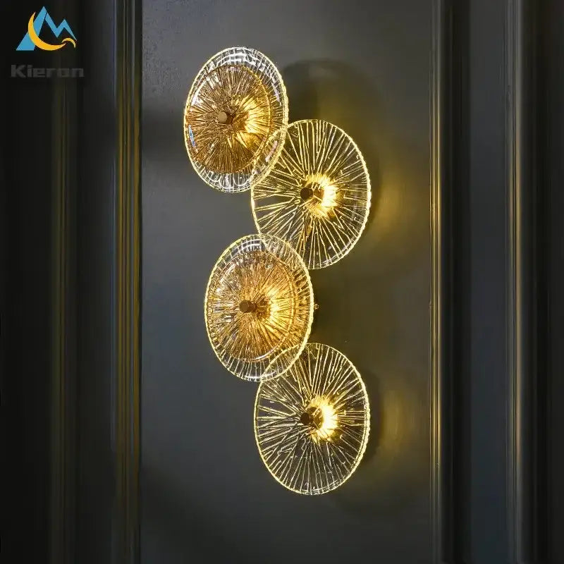 Gold Crystal LED 9-Head Wall Sconce