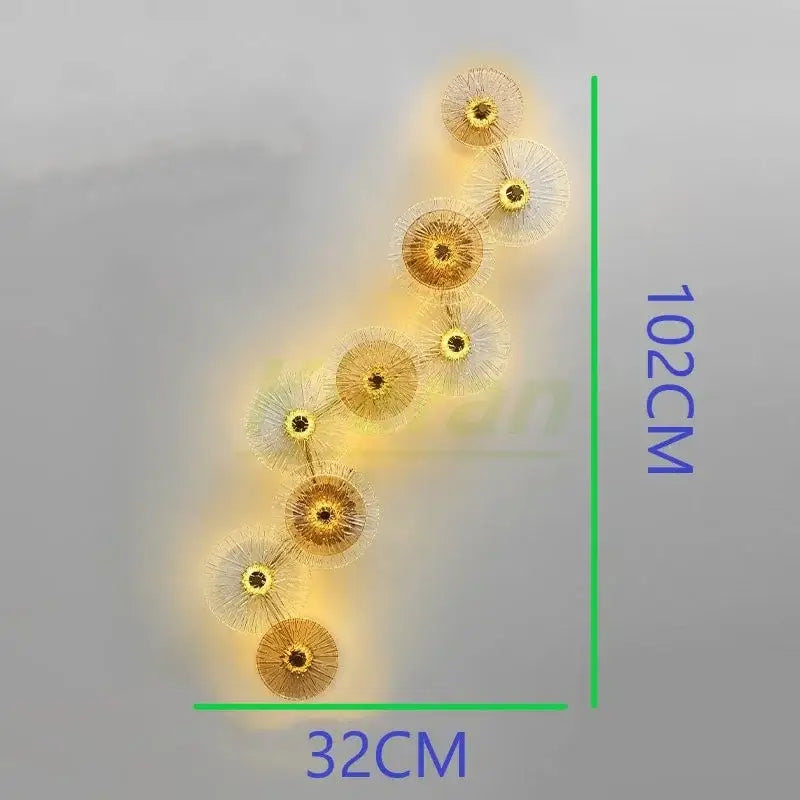 Gold Crystal LED 9-Head Wall Sconce