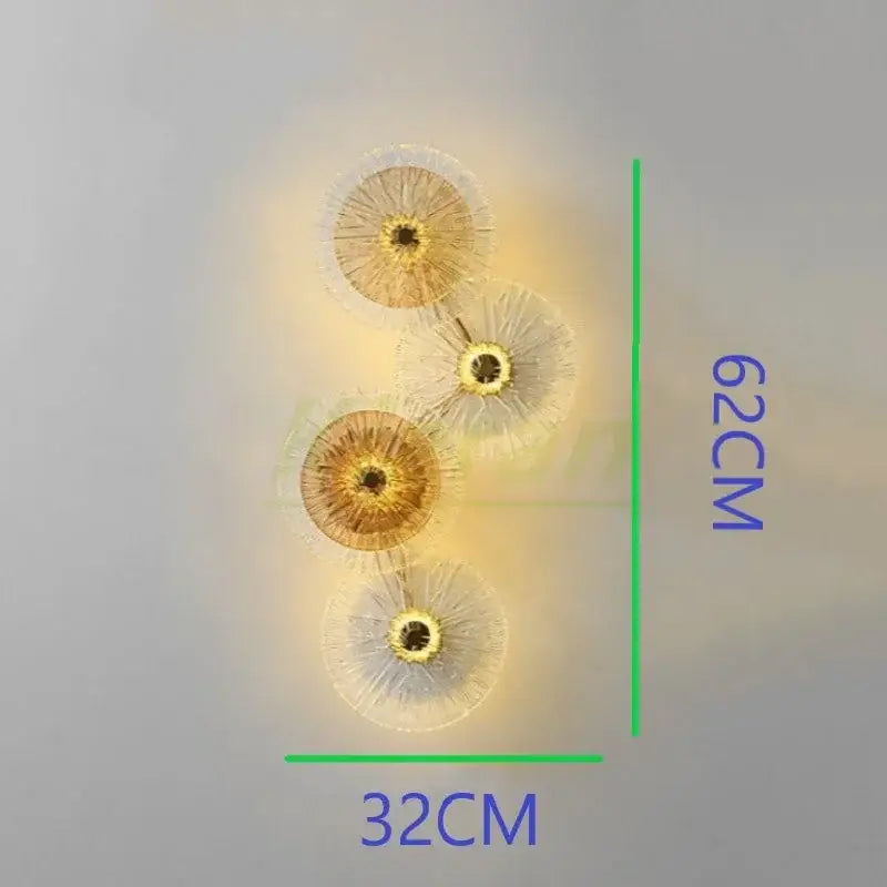 Gold Crystal LED 9-Head Wall Sconce