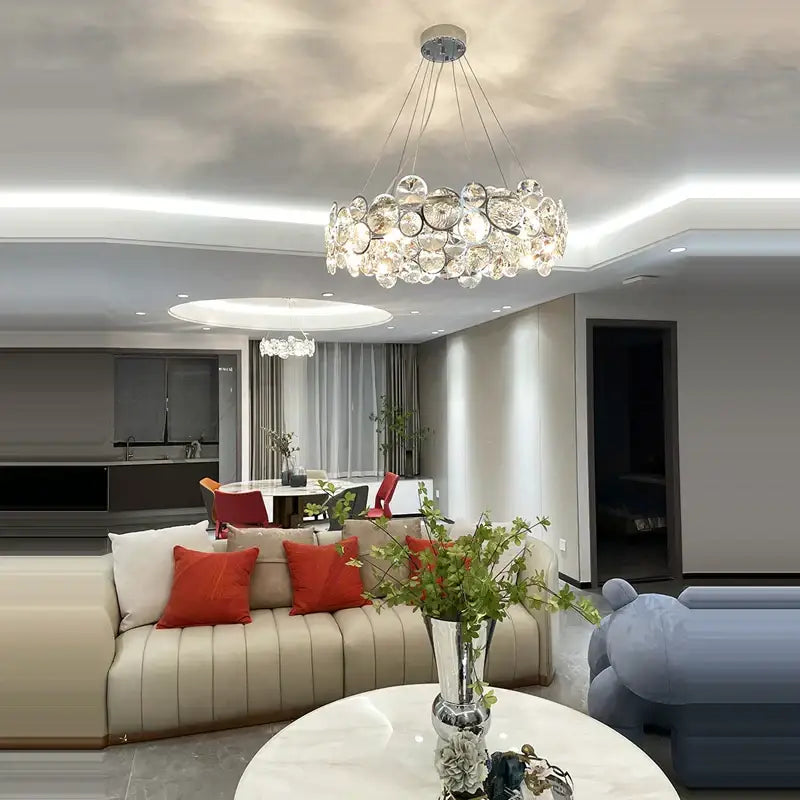 Gold Crystal Ring Pendant Light