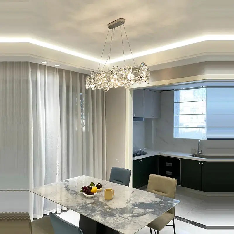 Gold Crystal Ring Pendant Light