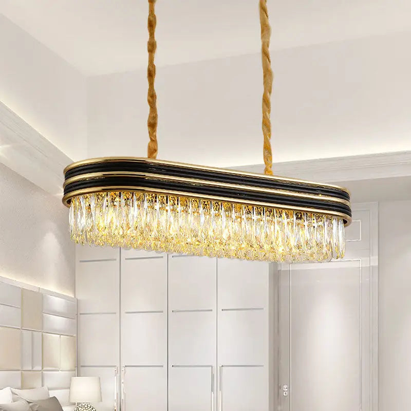 Black Gold Crystal Pendant Oblong Shape