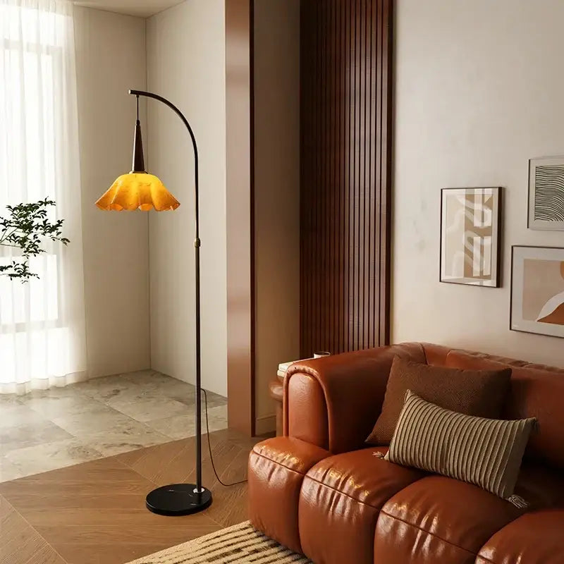 Black Amber Floor Lamp