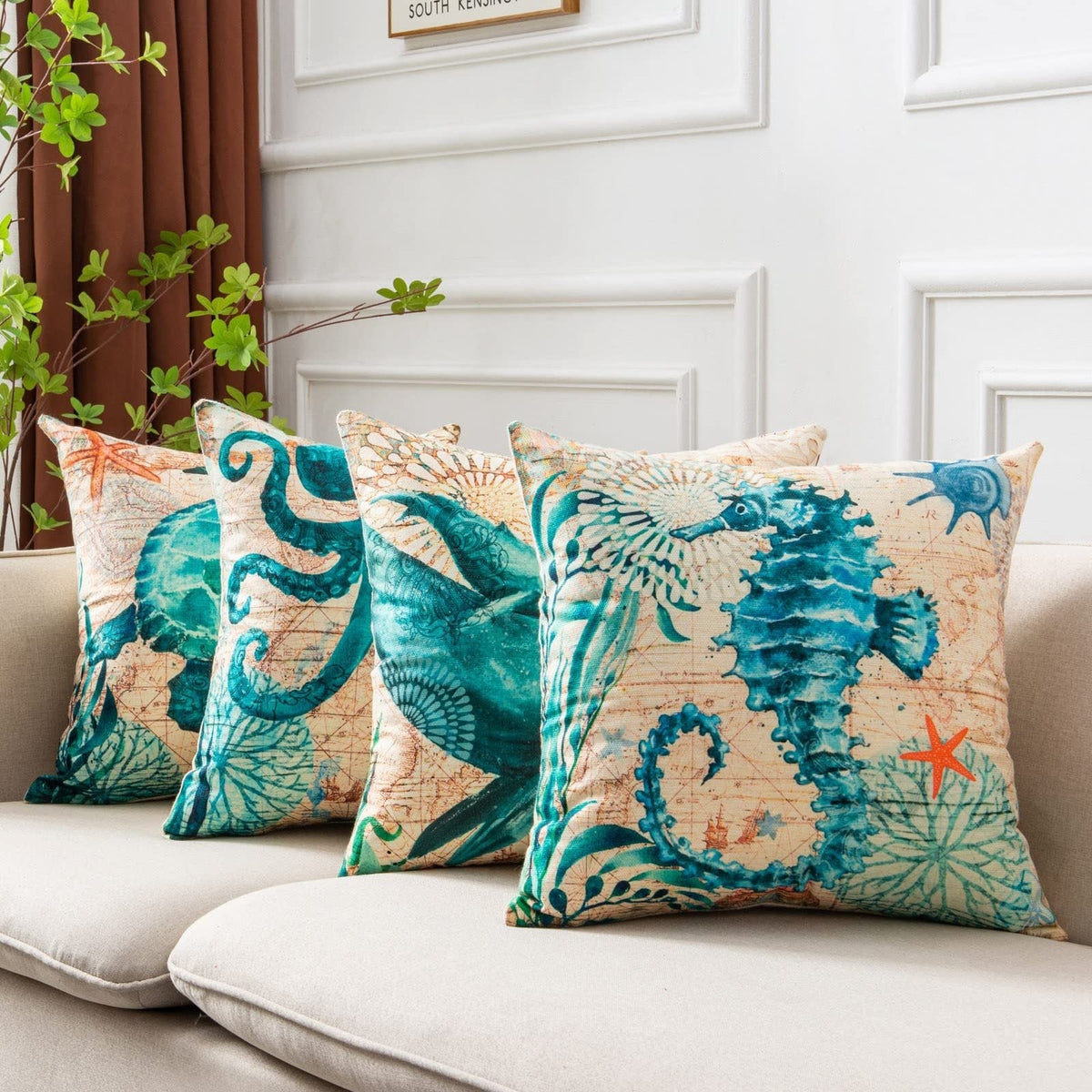 Sea Turtle Print Cushion Cases