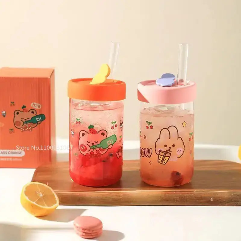 Pink Orange Cartoon Glass