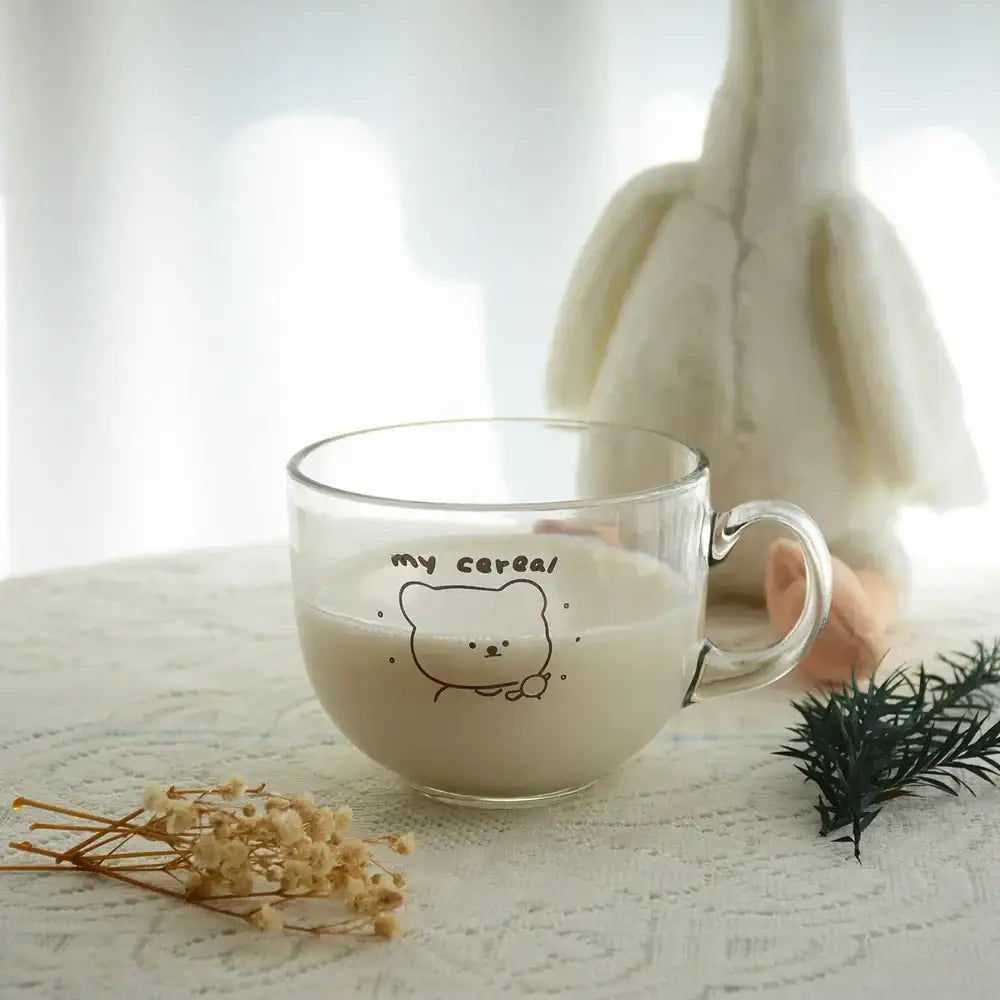 Bear Print Glass Mug