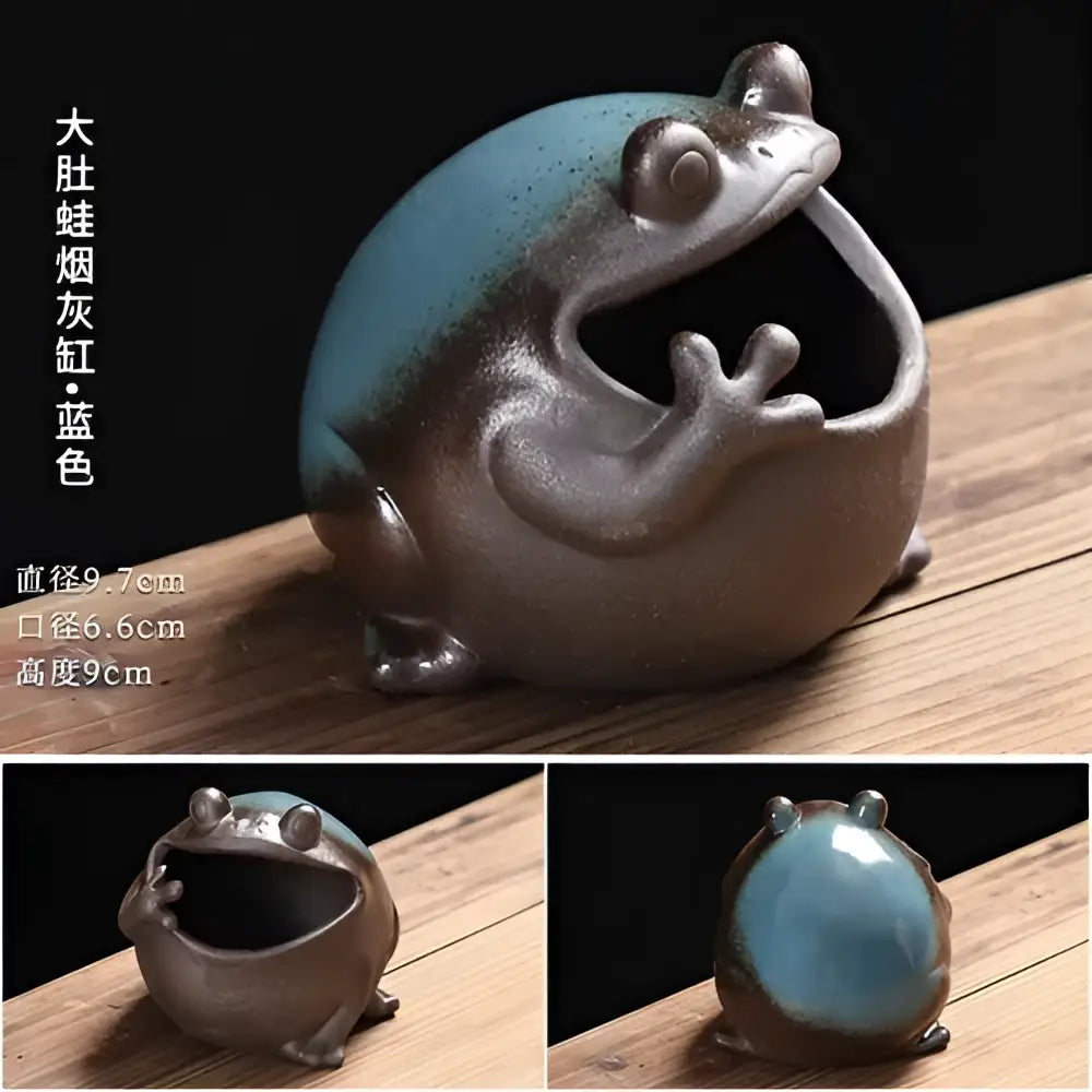 Black Ceramic Frog Ashtray