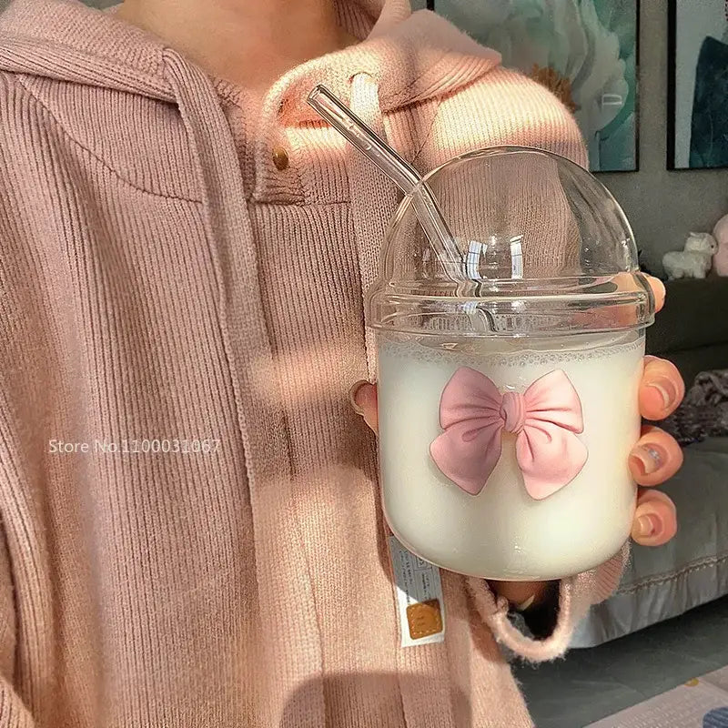 Pink Bow Glass Tumbler