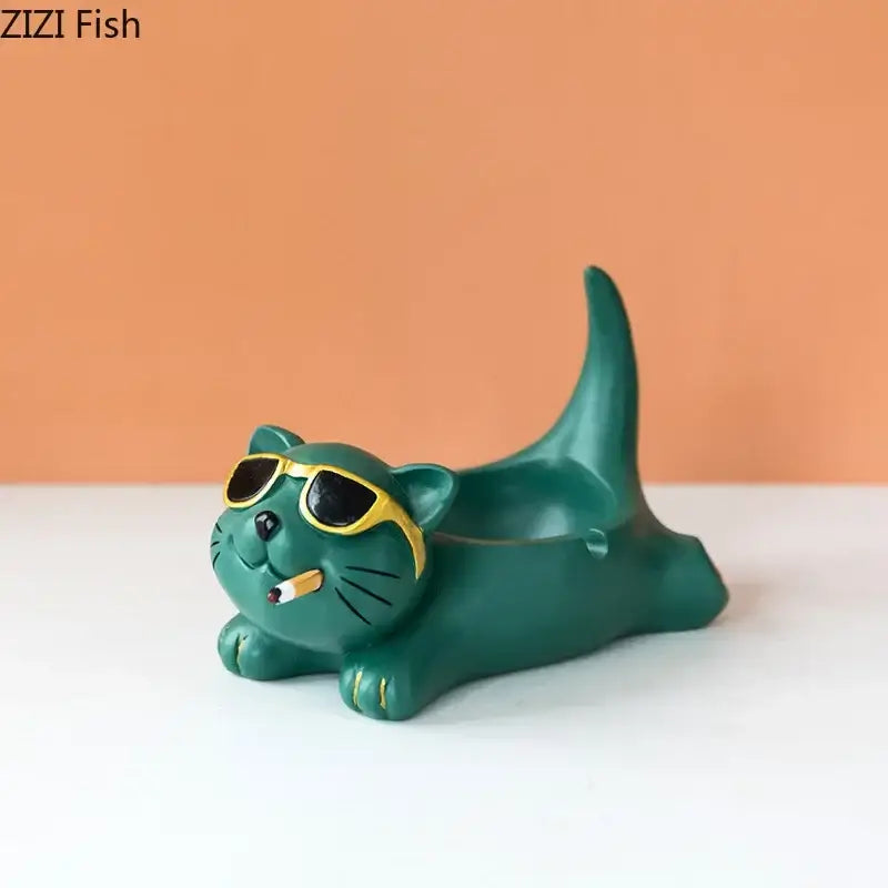 Cat Resin Ashtray Figurine