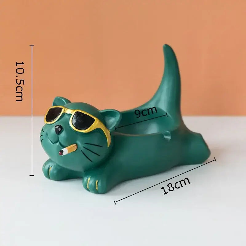 Cat Resin Ashtray Figurine