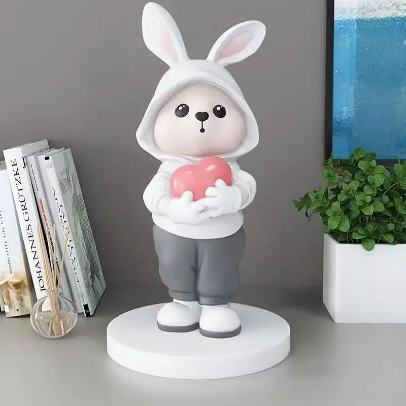 Pink Resin Rabbit Figurine