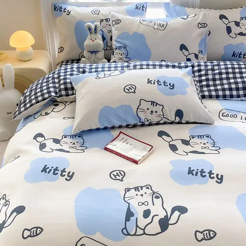 Cream Navy Cotton Duvet