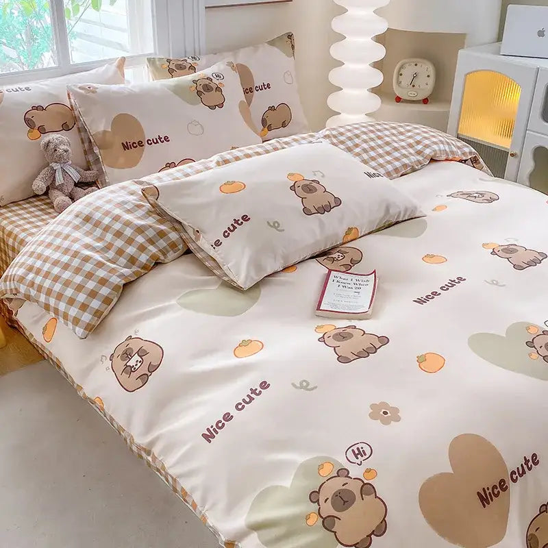 Cream Navy Cotton Duvet