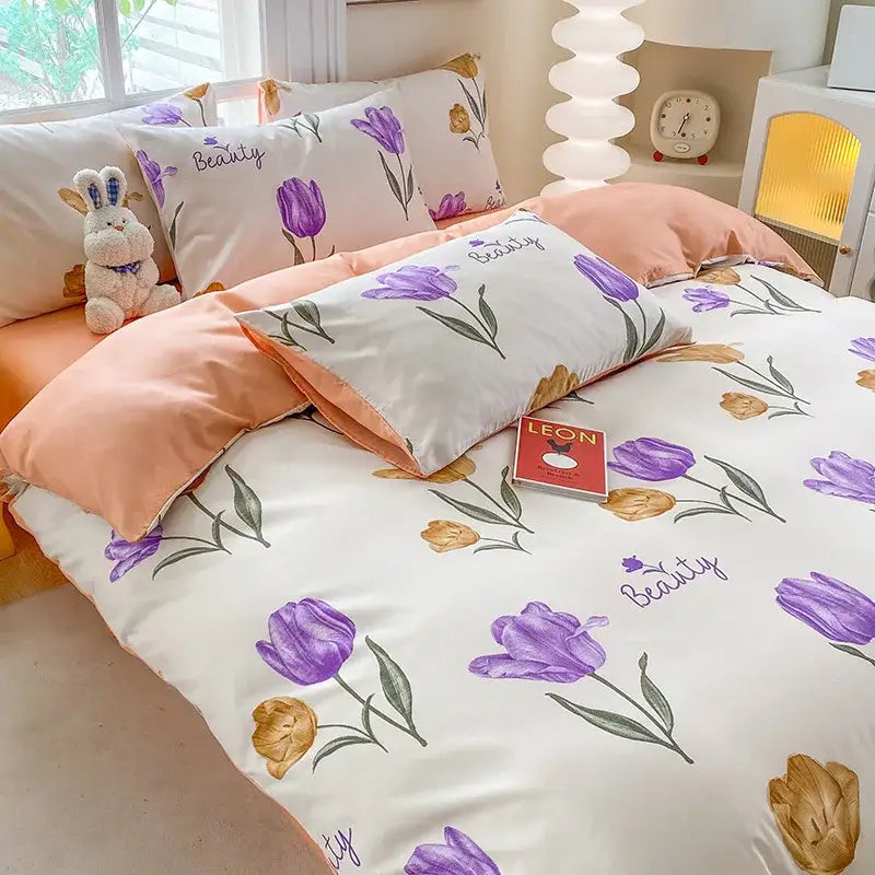 Cream Navy Cotton Duvet