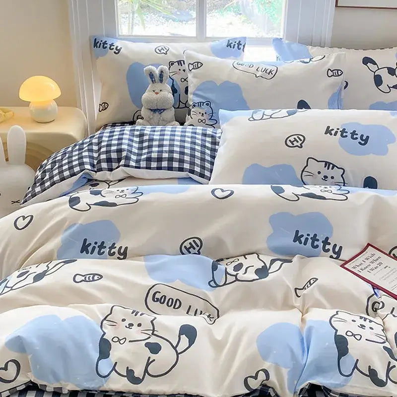 Cream Navy Cotton Duvet