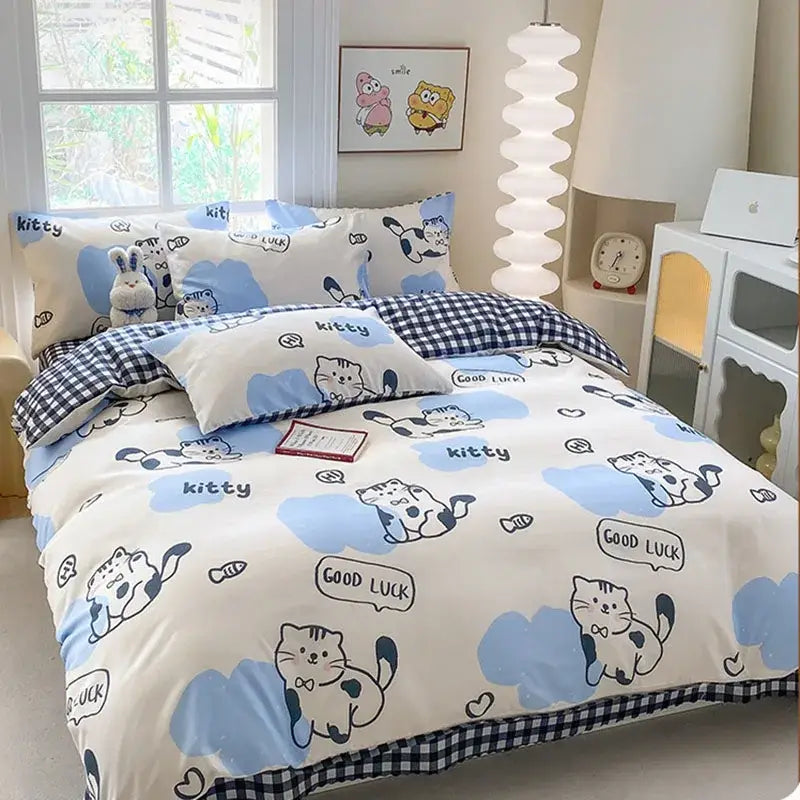 Cream Navy Cotton Duvet