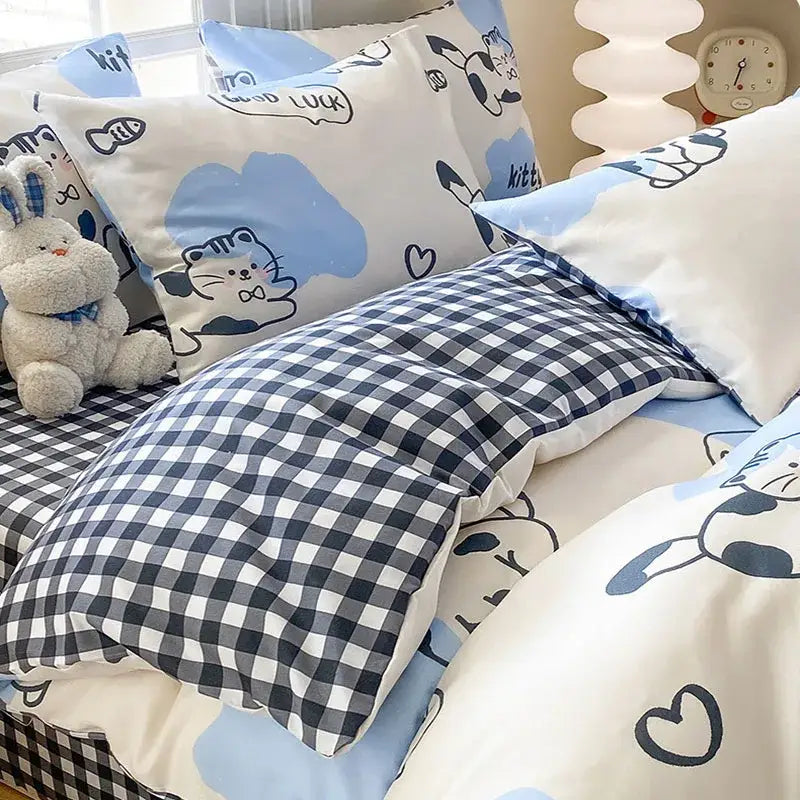 Cream Navy Cotton Duvet