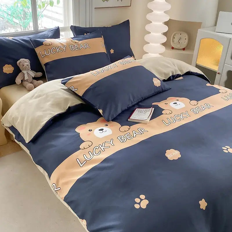 Cream Navy Cotton Duvet