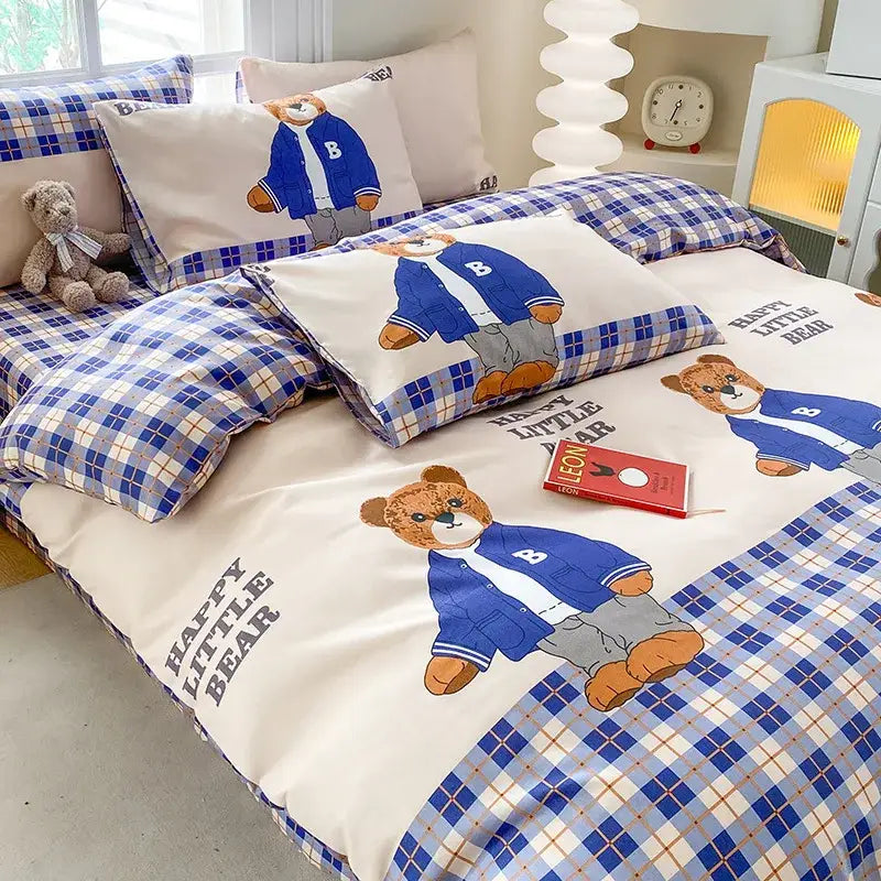 Cream Navy Cotton Duvet
